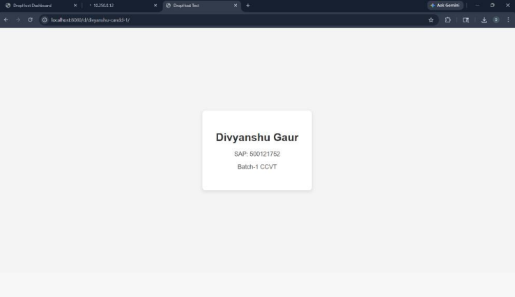 Deployed site — Divyanshu Gaur student card